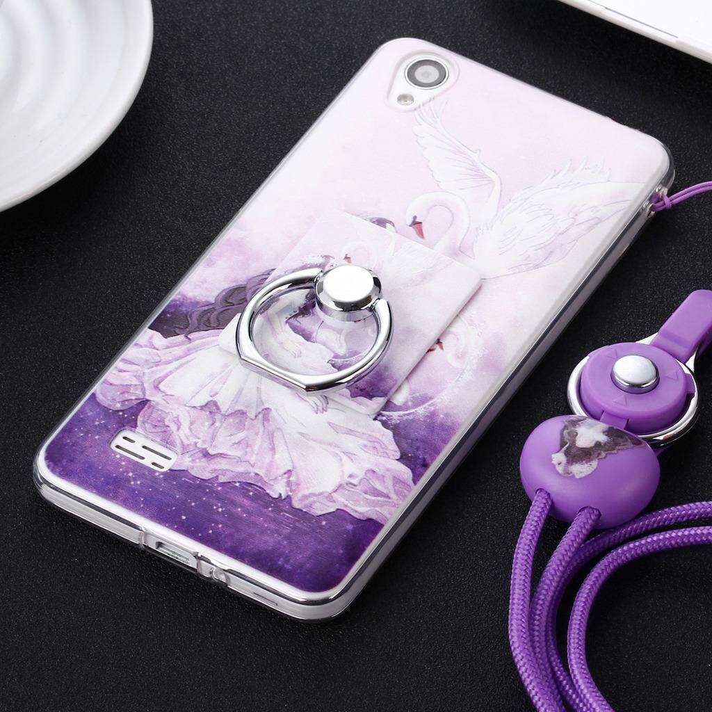 Corak Lucu Lembut Tpu Pelindung untuk Vivo Y23 Penutup Fleksibel dengan Cincin Grip/Stand Pemegang dan Strap Pergelangan Tangan-Intl