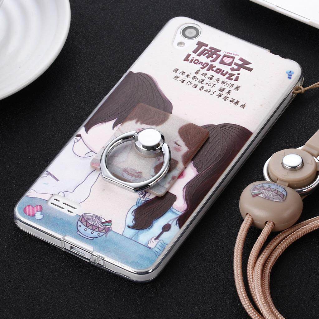 Corak Lucu Lembut Tpu Pelindung untuk Vivo Y23 Penutup Fleksibel dengan Cincin Grip/Stand Pemegang dan Strap Pergelangan Tangan-Intl