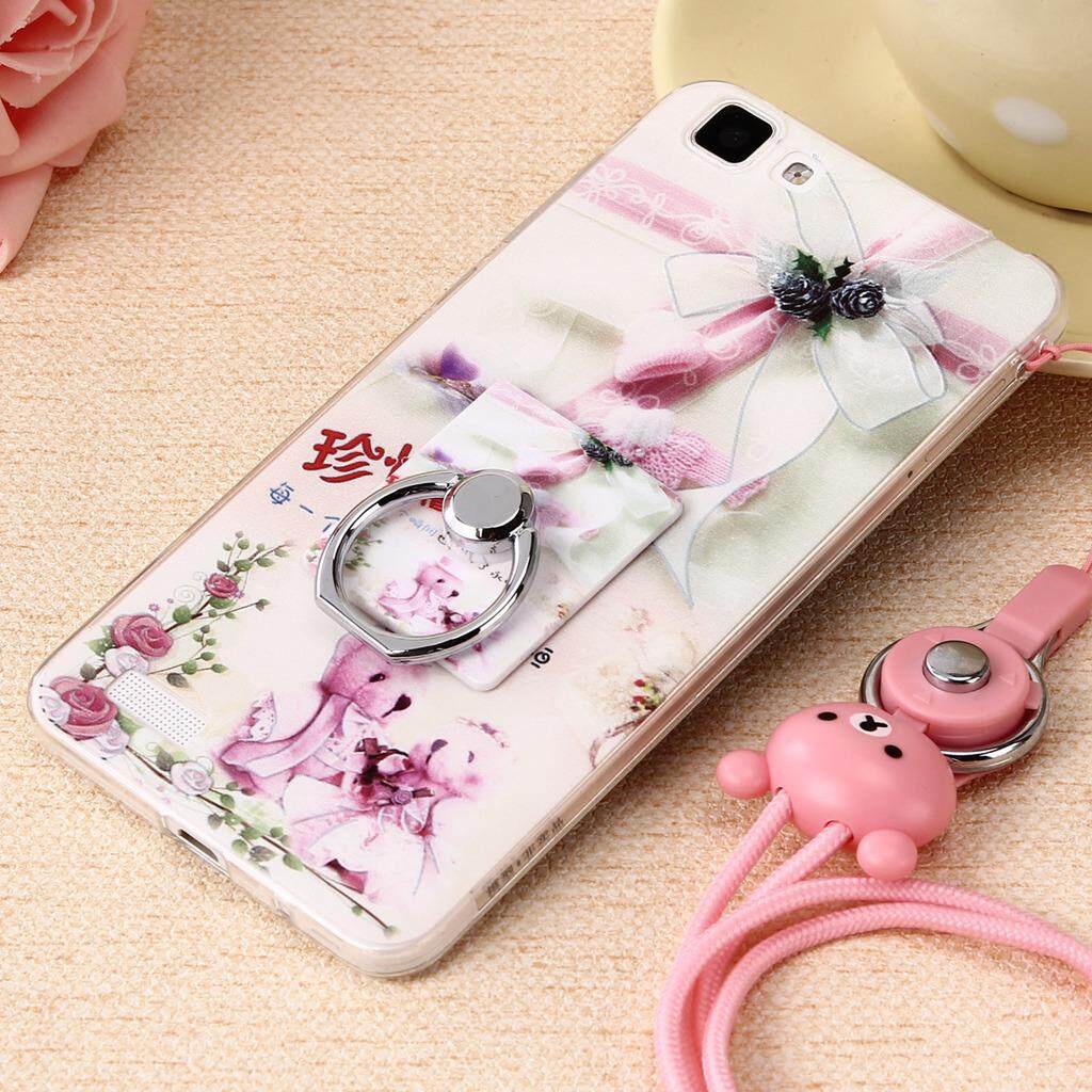 Corak Lucu Lembut Tpu Pelindung untuk Vivo Y27 Penutup Fleksibel dengan Cincin Grip/Stand Pemegang dan Strap Pergelangan Tangan-Intl