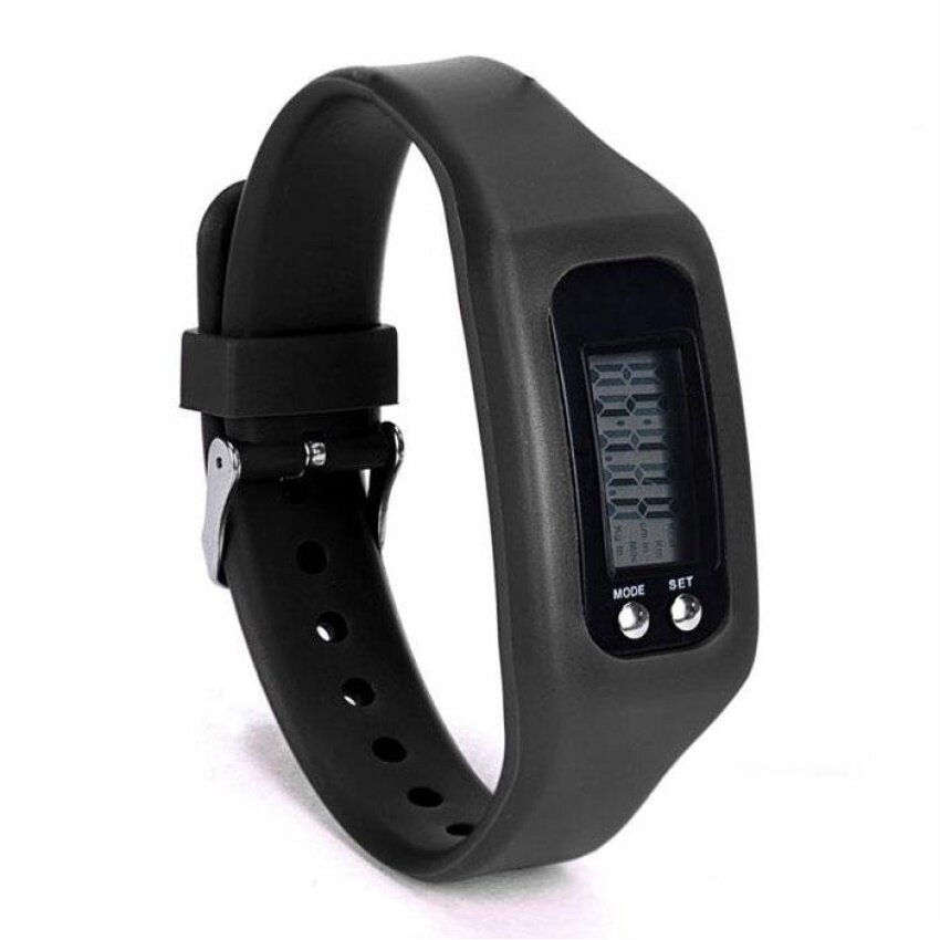ดิจิตอล LCD Pedometer ระยะทางนาฬิกานับแคลอรี่สร้อยข้อมือ ABSSilicone