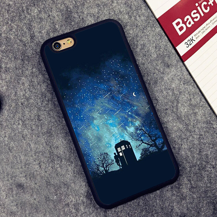 Dokter Siapa TARDIS Pintu Gaya Kasus Telepon Buah Berkualitas Tinggi + Karet + Karet Sarung untuk Apple iPhone 7- internasional