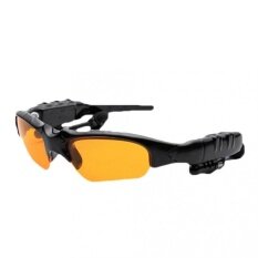 Eozy Intelligent Bluetooth Sunglasses Talk Function Headset Headphone Answer Call Stereo Music Play Sun Glasses Microphone (Yellow Lens) (Black)(OVERSEAS)