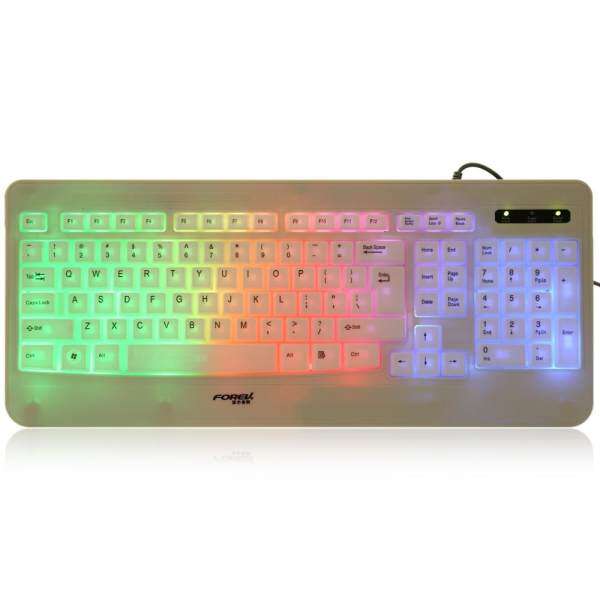 Forev FV - L6 103-Key Colorful USB Wired LED Backlight Keyboard (White) Malaysia