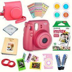 Fujifilm Instax Mini 8 Camera + Accessory kit for Fujifilm Instax Mini 8 Camera Includes Instant camera + Fuji Instax Film 10 PK + Instax Case + instax Album + Sorted lens & Frames + MORE (Raspberry)