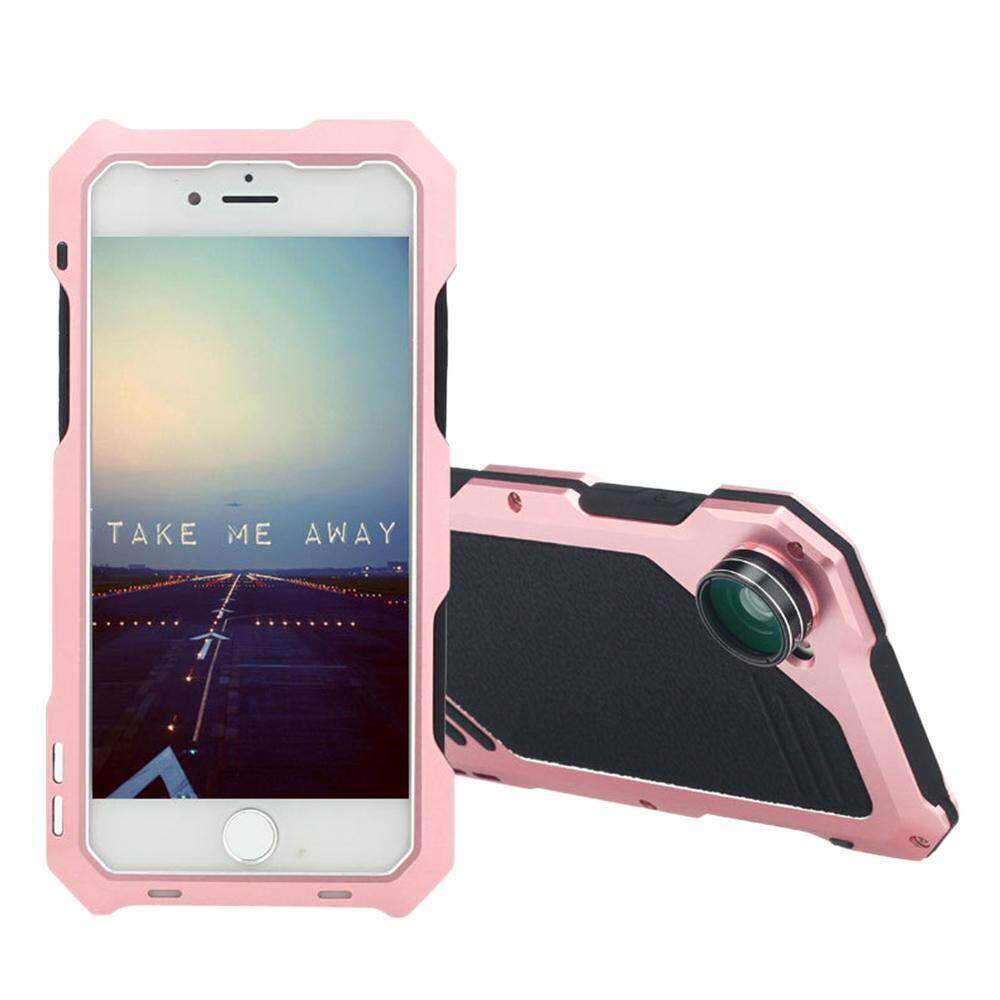 Hazyasm Iphone Kamera Lensa Perlengkapan, 3 Dalam 1 198 ° Fisheye Lensa + 15X Makro + Lensa Sudut Lebar dengan IP54 Tahan Debu Anti Guncangan Aluminium case, dibangun Di-Dalam Layar Pelindung untuk iPhone 7 (Mawar Emas)-Internasional