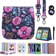 HDE Fujifilm Instax Mini 9 or 8/8+ Camera Case Accessories Box Kit Includes Leather Mini 9 Case + Strap/Fuji Album/Selfie Lens/ Hanging + Creative Frames/Border Stickers/ Pen & More