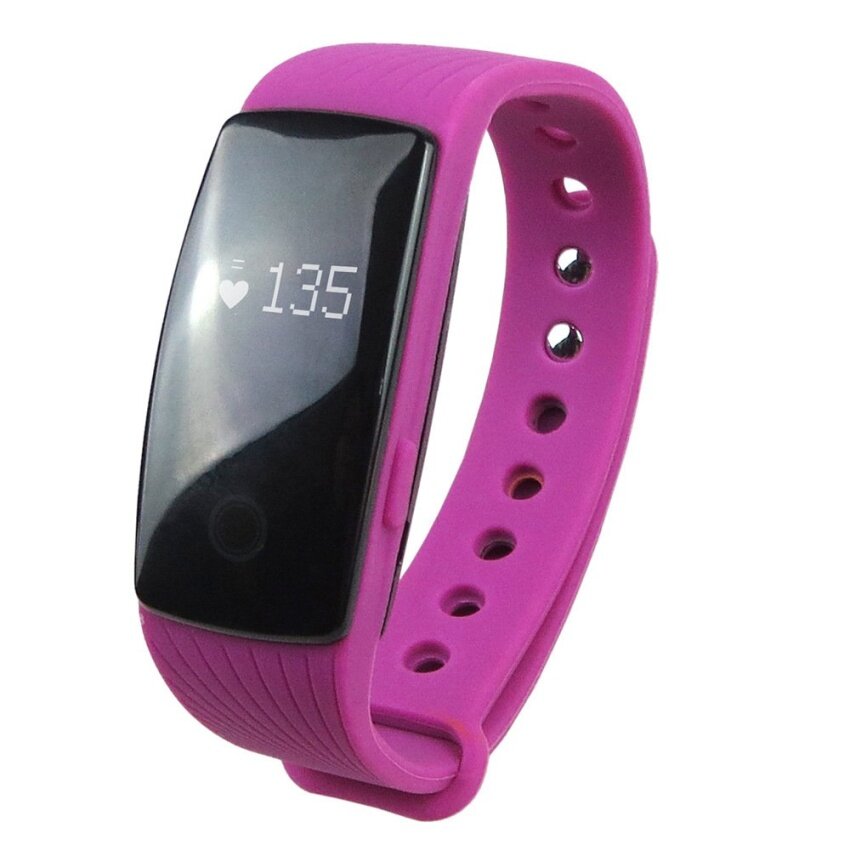ID107 BT4.0 สร้อยข้อมือเครื่องวัดชีพจร Smartband PULSE SportsFitness Tracker สำหรับ Android iOS (สีม่วง)