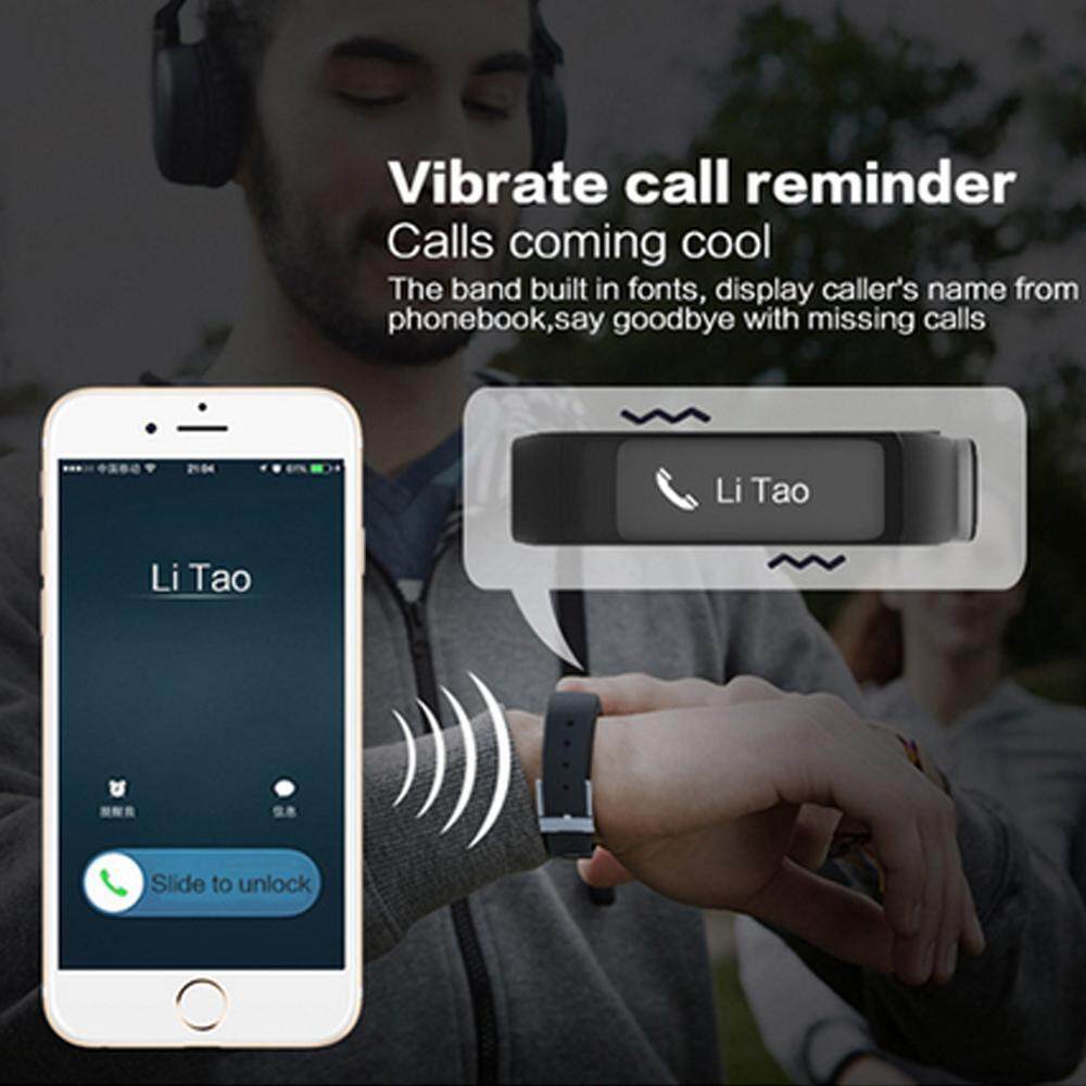 Bluetooth Smart Band P1 Denyut Jantung Tekanan Darah Kebugaran Pedometer Trek Gelang Olahraga Cicret Gelang-Intl