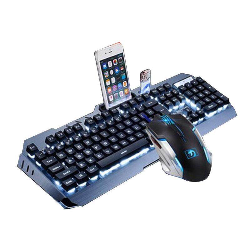 leegoal Metal Pioneer Plus USB Wired Waterproof Mechanical Feel Gaming Keyboard And Mouse Set PC Notebook Keyboard - intl