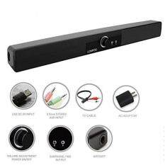 LONPOO 10W Usb Powered Mini Soundbar Speaker Bluetooth Home Theater System With Mic Earphone Output For PC/Smart Phone/Small Tv/Portable Audio Players(Upgraded)