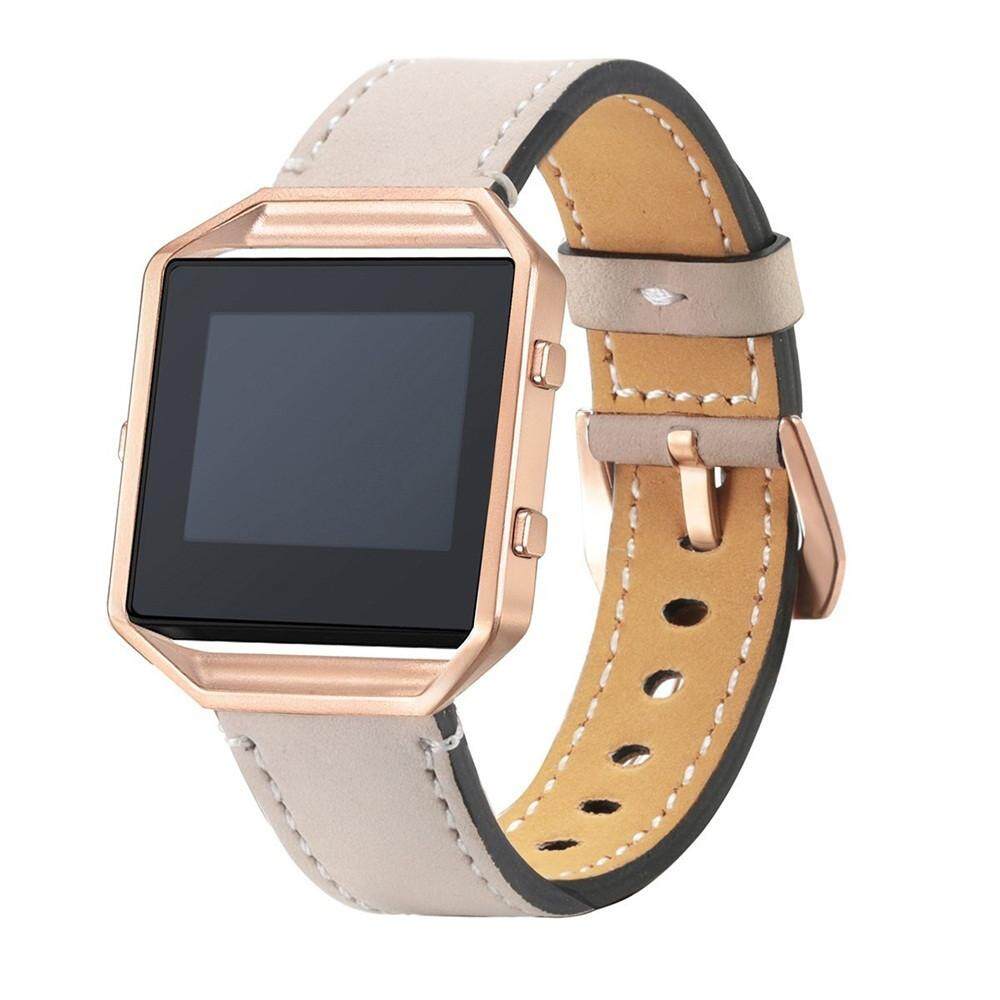 Luxury Leather Watch Band Wrist strap+Metal Frame For Fitbit Blaze Smart Watch สายรัดข้อมือเพื่อสุขภาพ อุปกรณ์ไอทีสวมใส่ สี : เบจ-385448265 Luxury Leather Watch Band Wrist strap+Metal Frame For Fitbit Blaze Smart Watch สายรัดข้อมือเพื่อสุขภาพ อุปกรณ์ไอทีสวมใส่