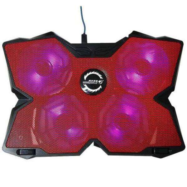 【JM GAMING MALAYSIA】CM2 CoolCold Ice2 4 fan Coolcold Laptop Cooler Pad Air Cooled Cooling Pad Stand for Laptop for 12 17 inch Notebook Aluminum Stand 4 LED Fans 2 USB Ports Malaysia