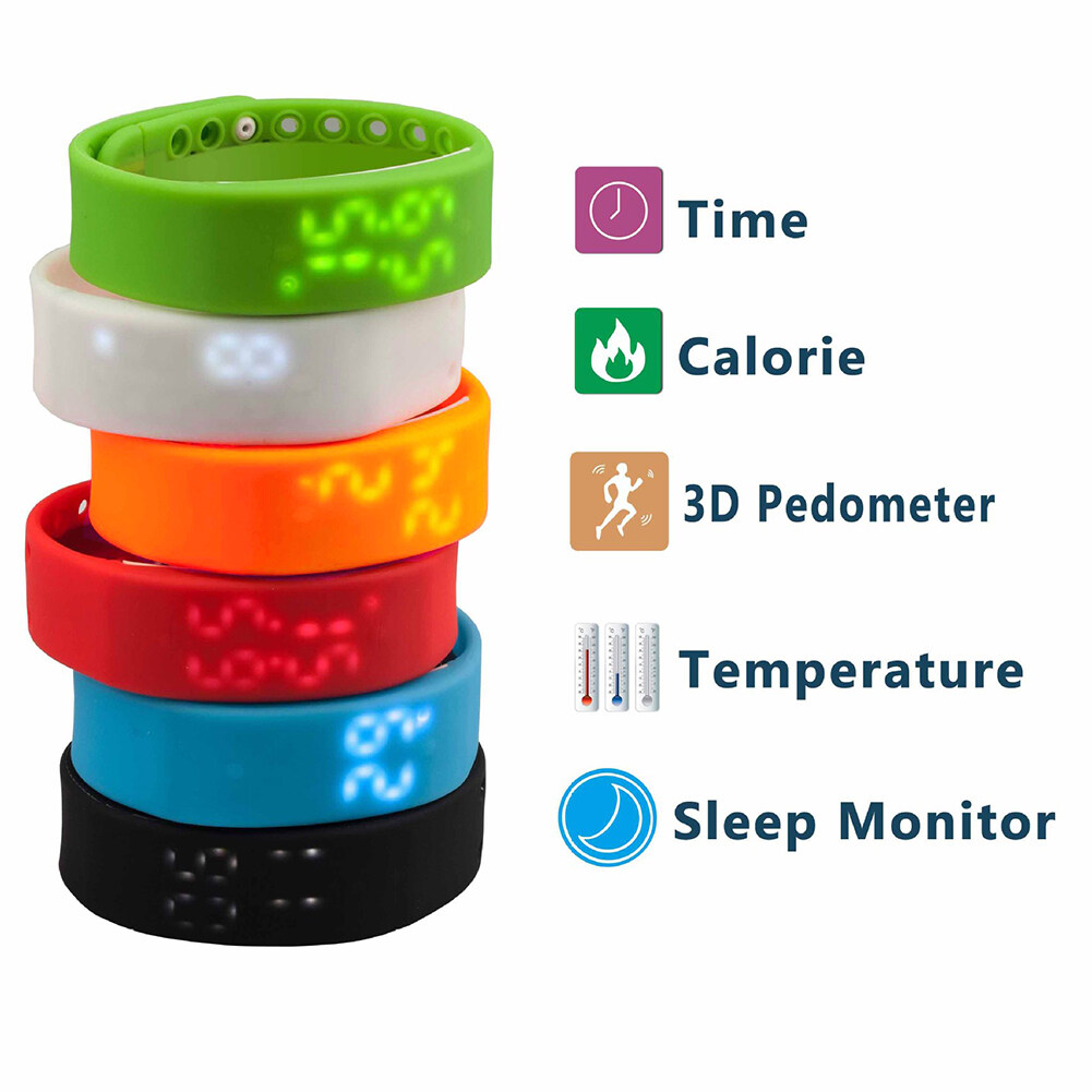 Moonar แฟชั่น W2 ชาร์จทนทาน 3D LED Pedometer USB กีฬาสมาร์ทสายรัดข้อมือสร้อยข้อมือกำไลนาฬิกา (สีเขียว)