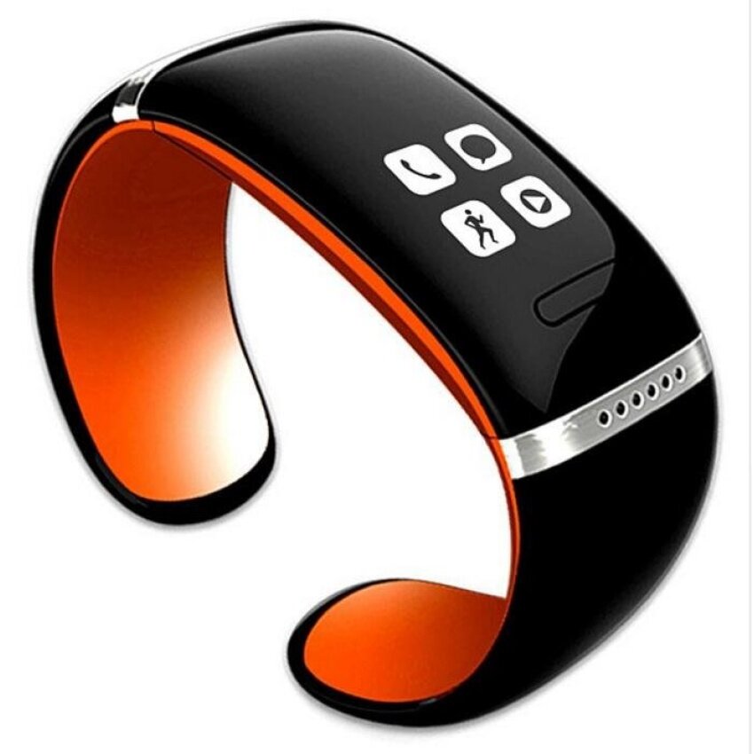 ใหม่ล่าสุด L12S OLED นาฬิกากีฬาอัจฉริยะเครื่องนับก้าวบลูทูธ BraceletDial SMS เตือน SYNC เครื่องเล่นเพลงสายรัดข้อมือสำหรับ Android IOSOrange