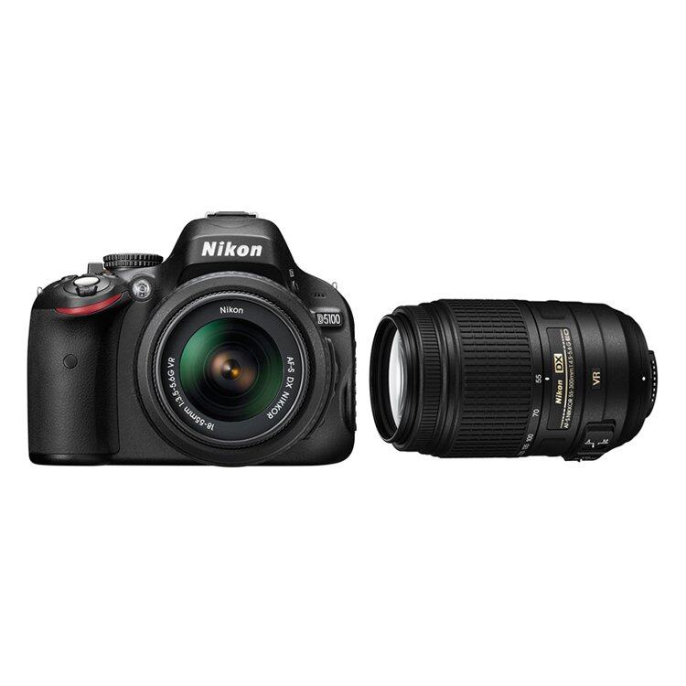 Nikon D5100 with 18-55mm VR + 55-300mm Black