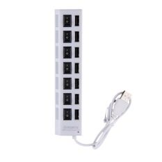 OH 7 Port Slot Tap USB 2.0 Hub Adapter Splitter Power On/Off Switch LED Light Malaysia