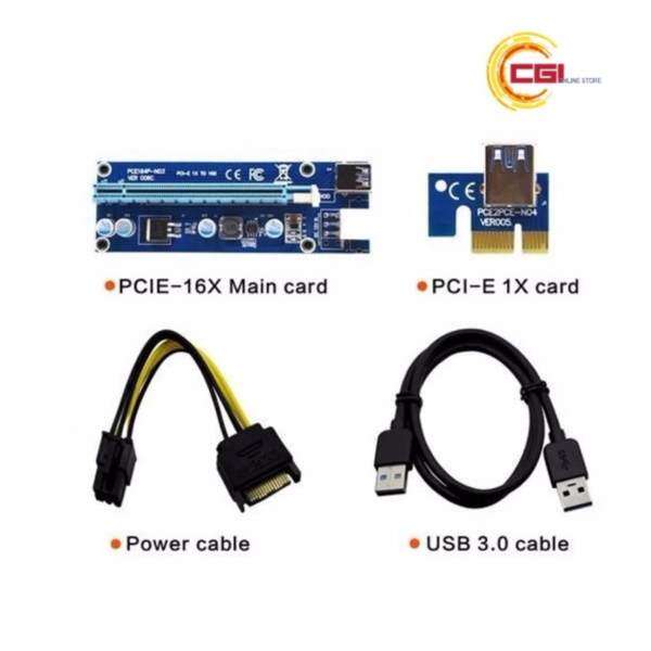 PCI-E Express 1X to 16X PCI Extender Riser Card (60cm/USB 3.0 Cable/SATA to 6Pin IDE Power) For BTC Miner Malaysia