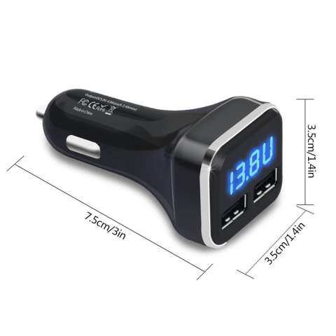 Robxug Pengisi Daya Mobil Terbaru, 24 W Dual USB Mobil Pintar Adaptor Pengisi Daya dengan Layar LCD Tegangan Tampilan Saat Ini Fungsi untuk iPhone 7 Plus samsung S6 Edge 1