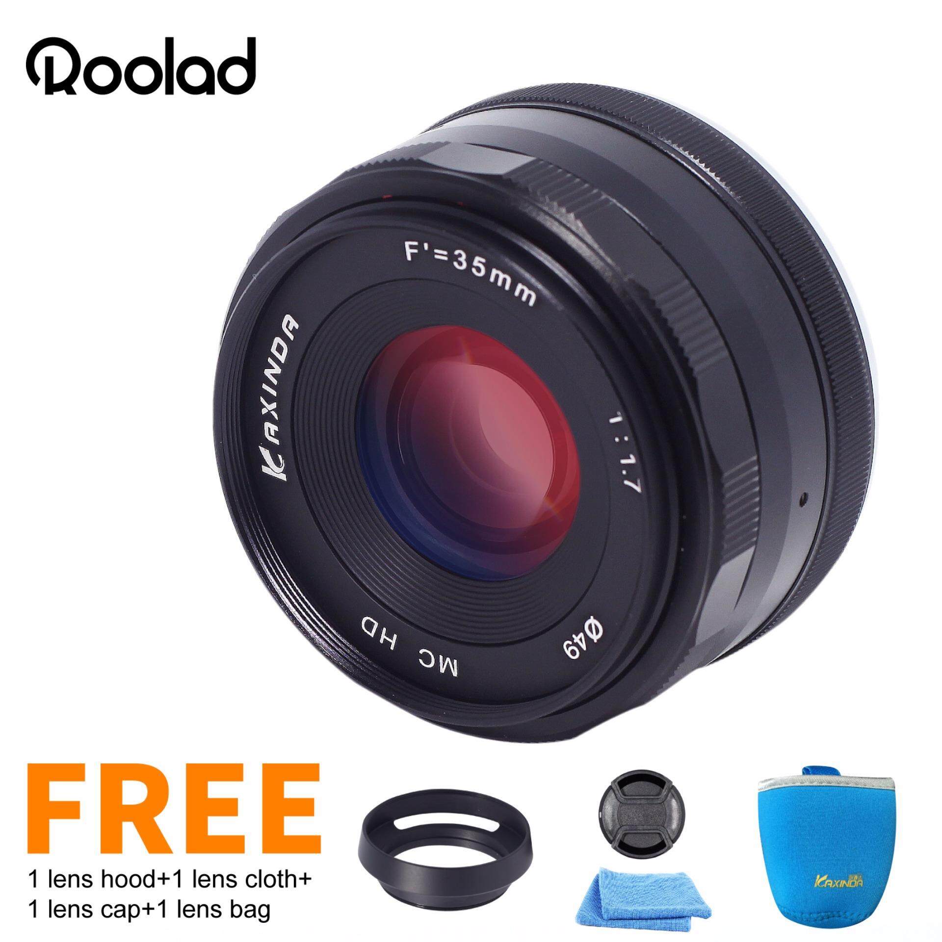 Roolad Kaxinda 35 Mm F/1.7 Aperture Besar Logam Fokus Manual APS-C Lensa untuk Fujifilm X Mount Kamera Mirrorless XT xa XPRO Hitam Perak-Intl
