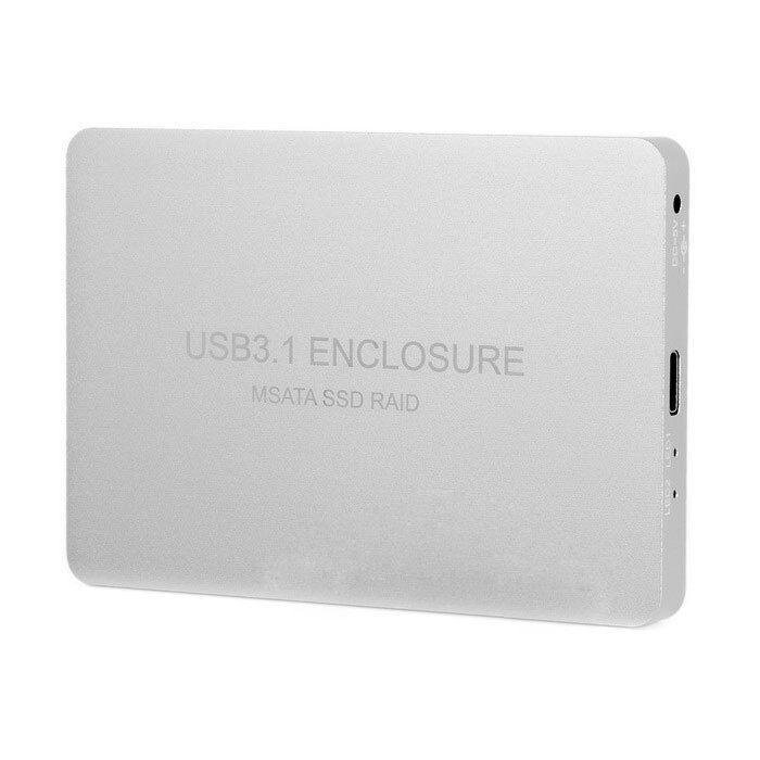 Perak USB-C USB 3.1 Tipe C untuk Dual 50 Mm M SATA PCI-E SSD Kandang dengan Serangan-Intl