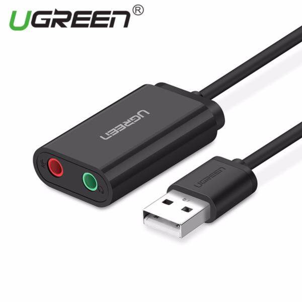 UGREEN USB Audio Adapter External Stereo Sound Card With 3.5mm Headphone And Microphone Jack For Windows, Mac, Linux, PC, Laptops, Desktops, PS4 Pro (Black) (MY) Malaysia