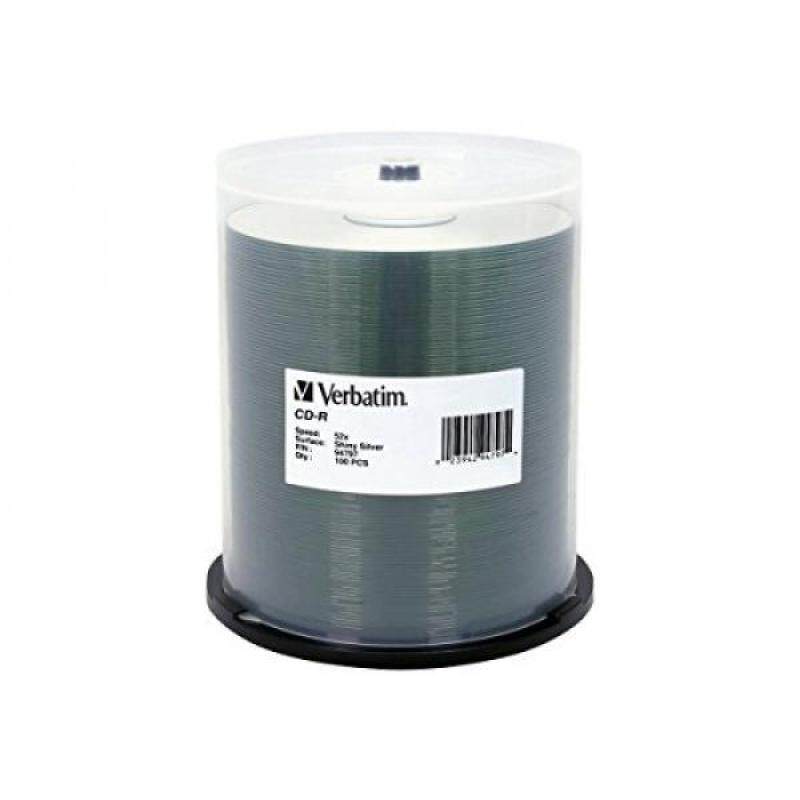 Verbatim 700MB 52X 80 Minute Shiny Silver Disc CD-R 100 Disc Spindle 94797 - intl