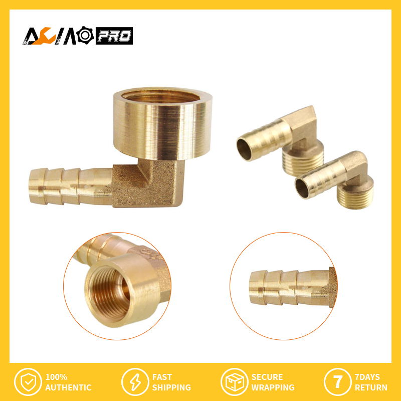 AumoPro 1pc 90 Degree Elbow Brass Hose Barb Fitting Elbow 6 8 10 12mm