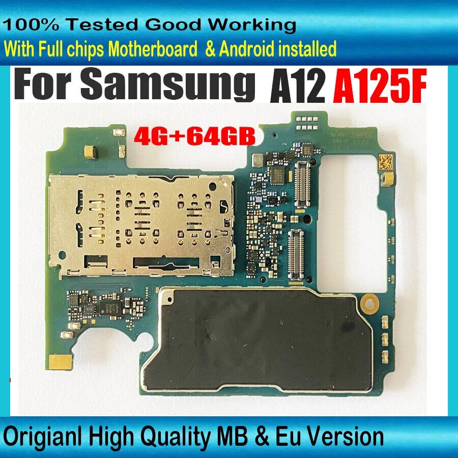 64GB Original Unlocked Board For Samsung Galaxy A12 A125F Motherboard