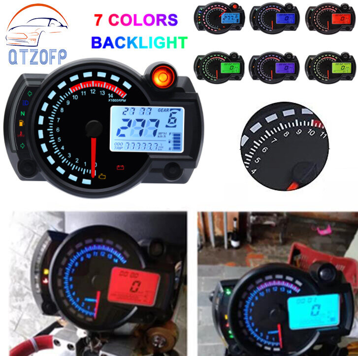 Motorcycle KOSO Digital RX2N LCD Odometer With 7 Colors Backlight Moto