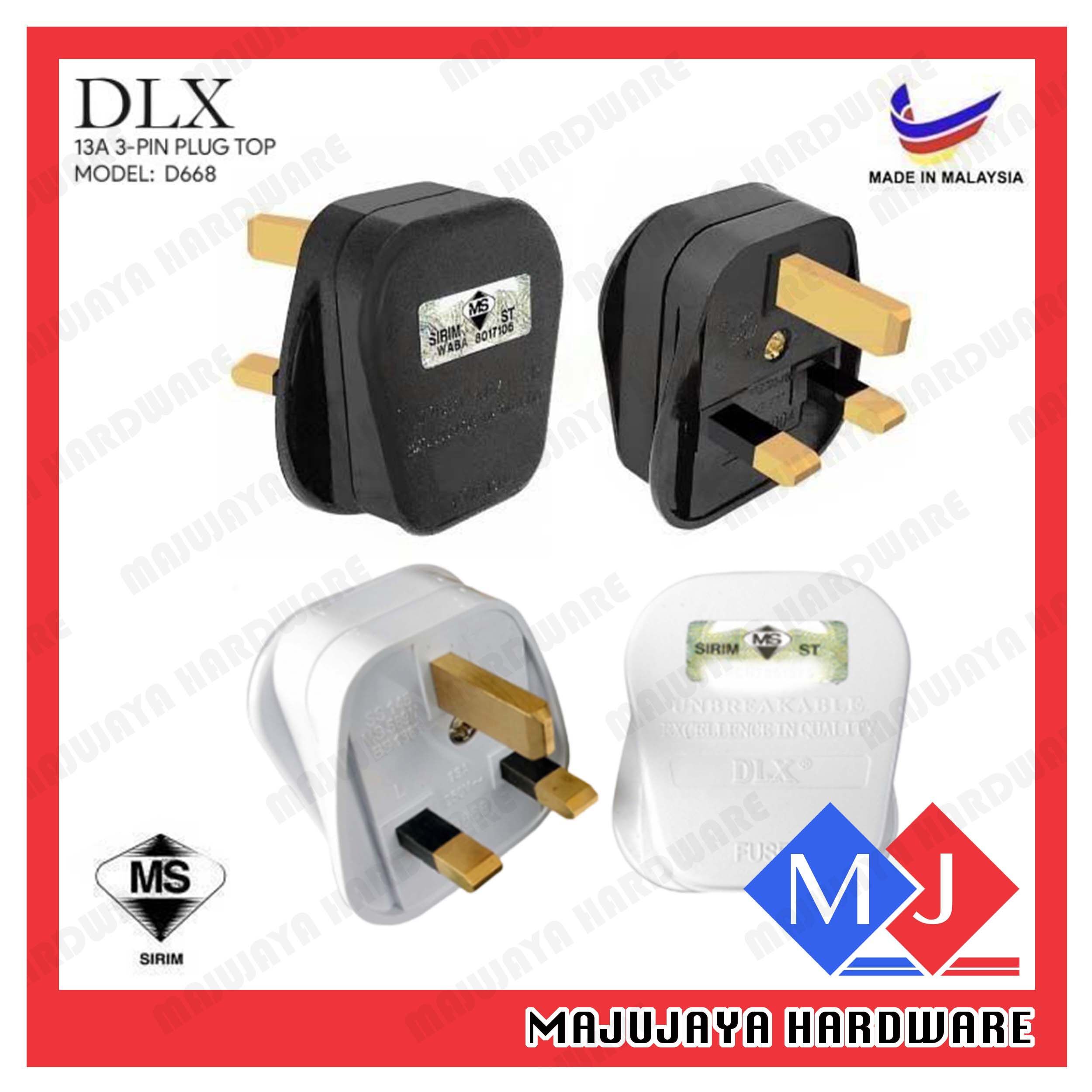 DLX SIRIM 13A 250V White Plug Top Made In Malaysia 3 Pin Style UK