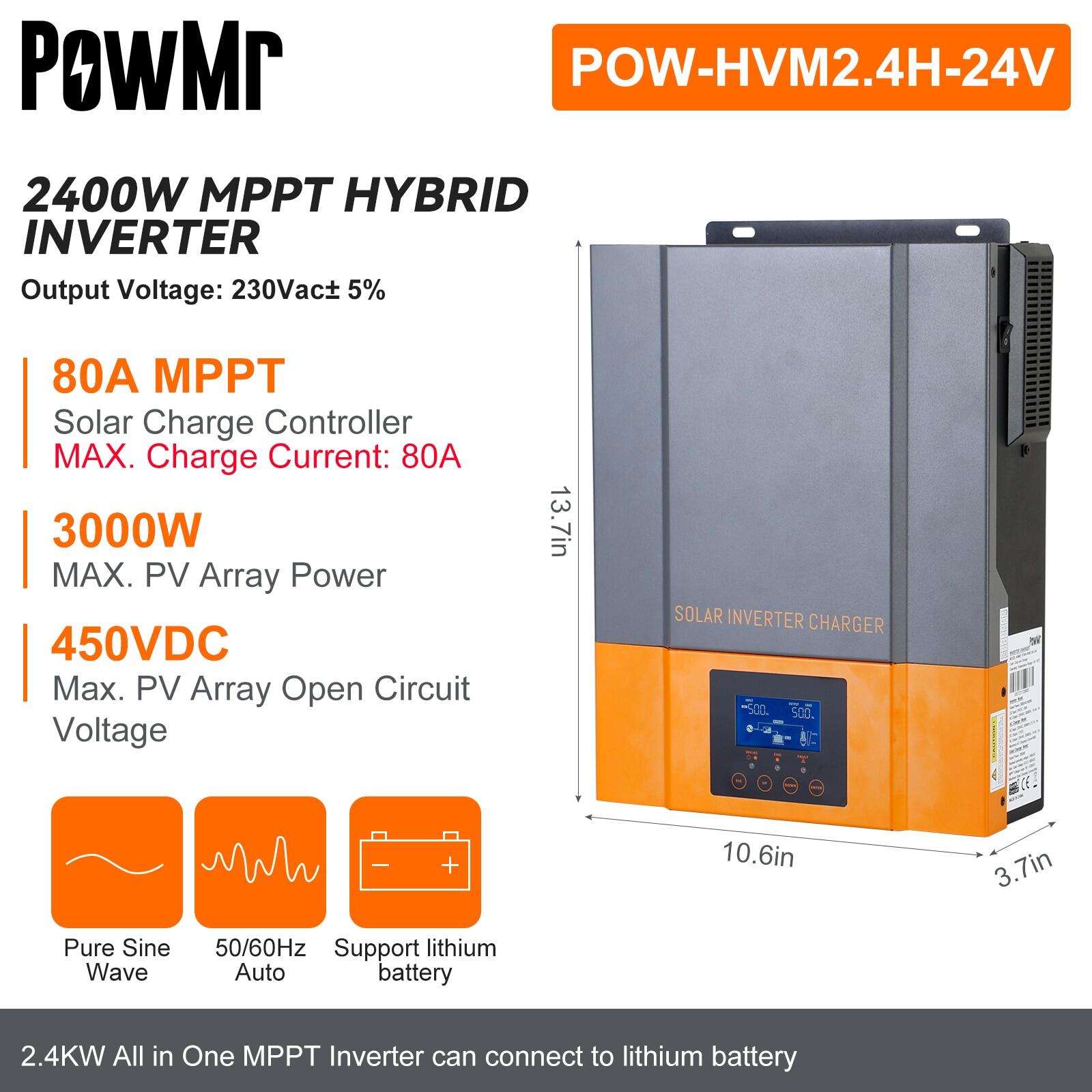 Powmr Hybrid Solar Inverter 3 2KW 2 4KW 1 5KW 12V 24V Photovoltaic