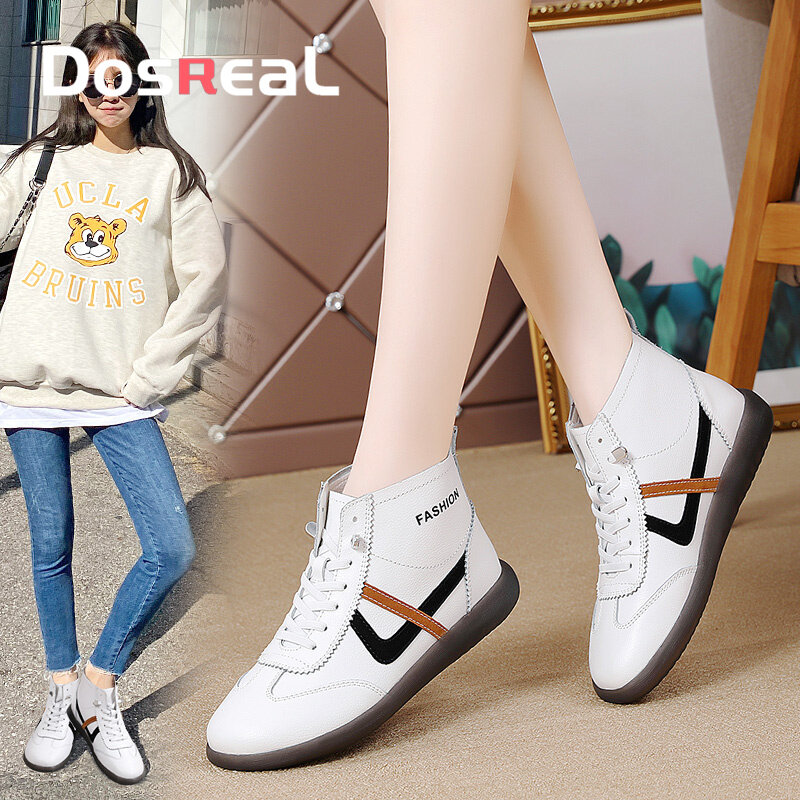 Dosreal Fashion Boots For Women Korean Style Genuine Leather Slip On