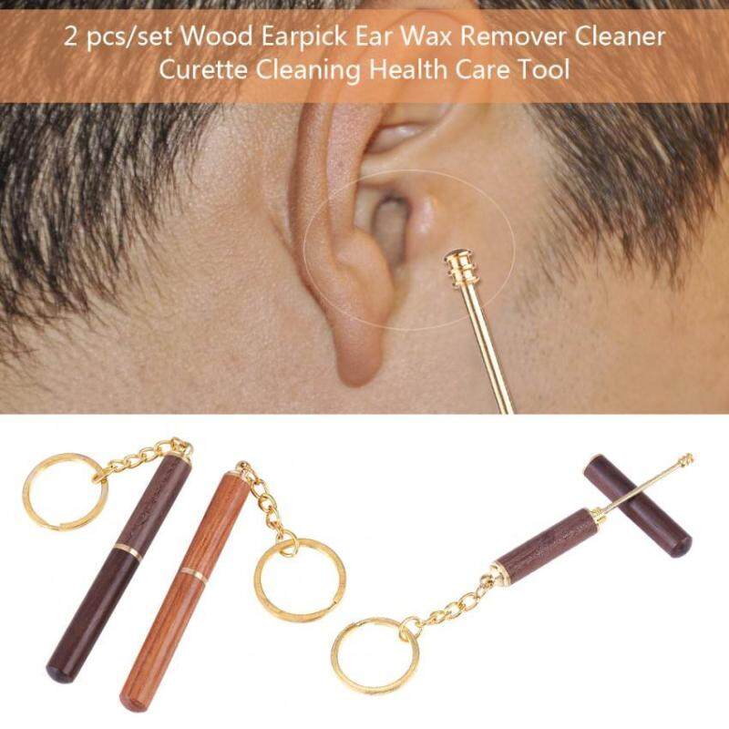 2 pcs/set Wood Earpick Ear Remover Cleaner Curette Cleaning Health Care Tool