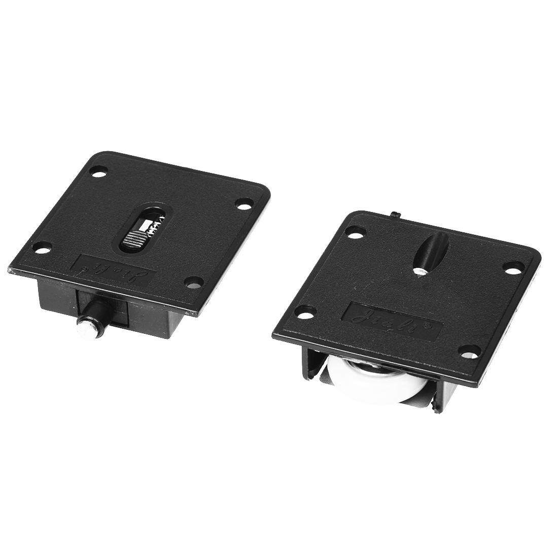 2 Set Komponen Lemari Pakaian Pelat Plastik Hitam 25 Mm Dia Roda Sliding Pintu Alat Penggulung-Internasional