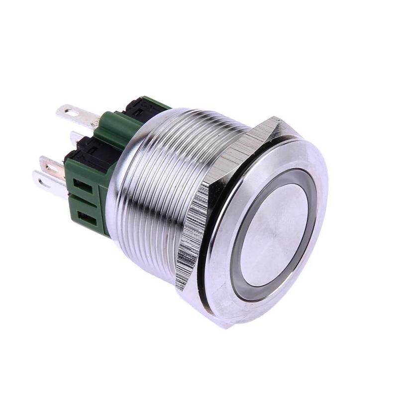 25mm 12V LED Stainless Steel Waterproof Momentary Push Button Switch(Blue)
