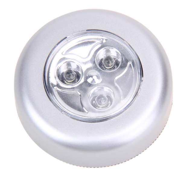 3 LED Battery Powered Stick Tap Touch Lamp Light Wall Kitchen Closet Light(Silver)