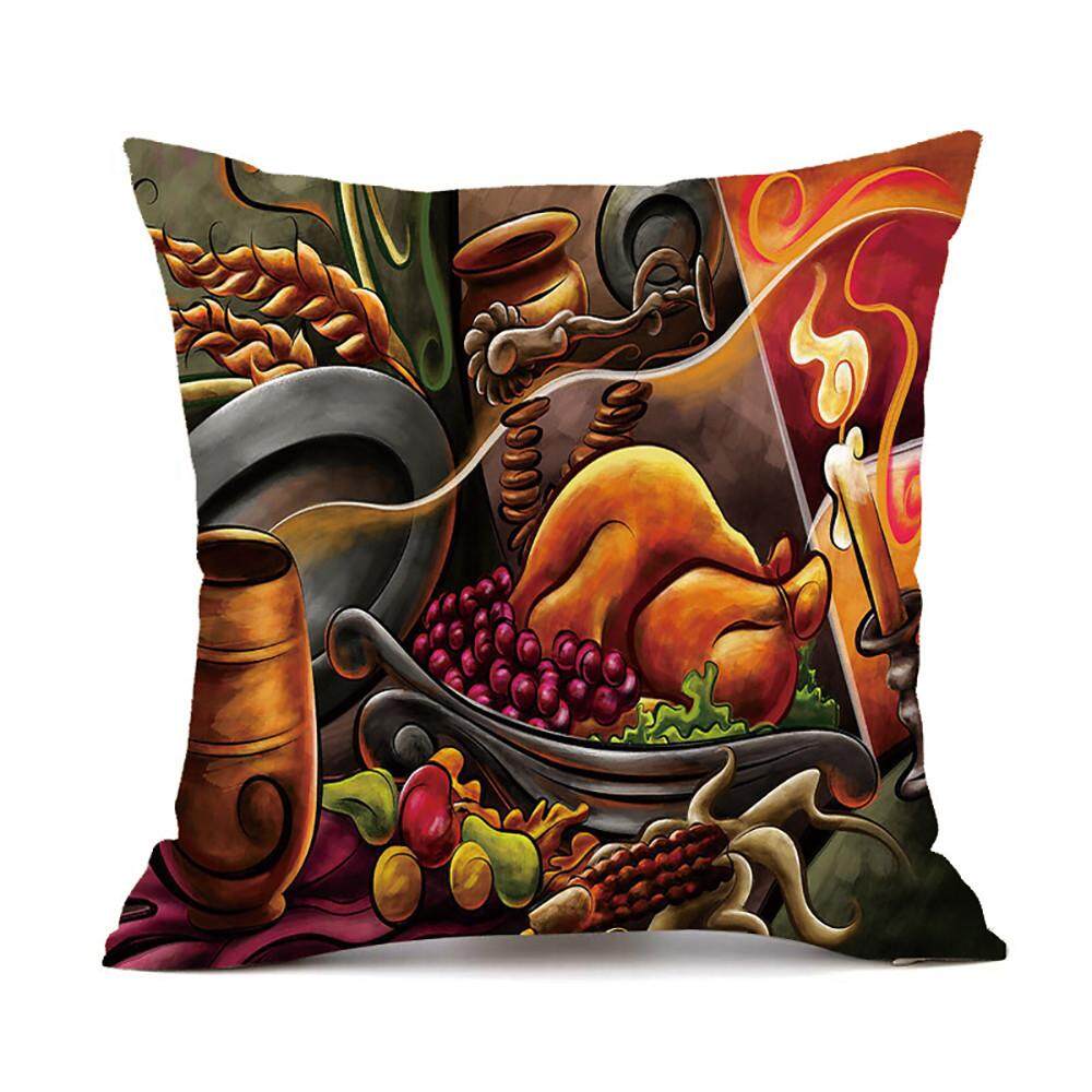 4PC Thanksgiving Cover Decor Pillow Case Sofa Waist Throw Cushion Cover A - intl