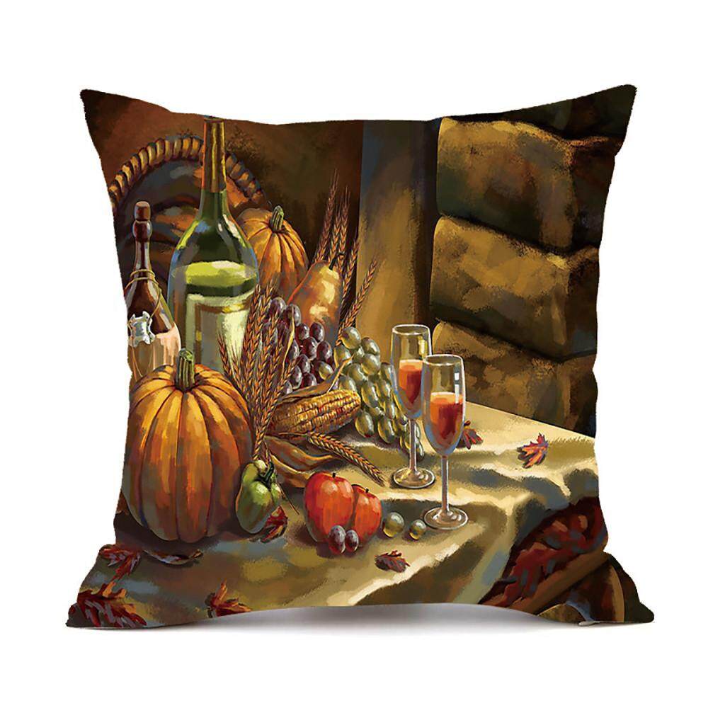 4PC Thanksgiving Cover Decor Pillow Case Sofa Waist Throw Cushion Cover A - intl