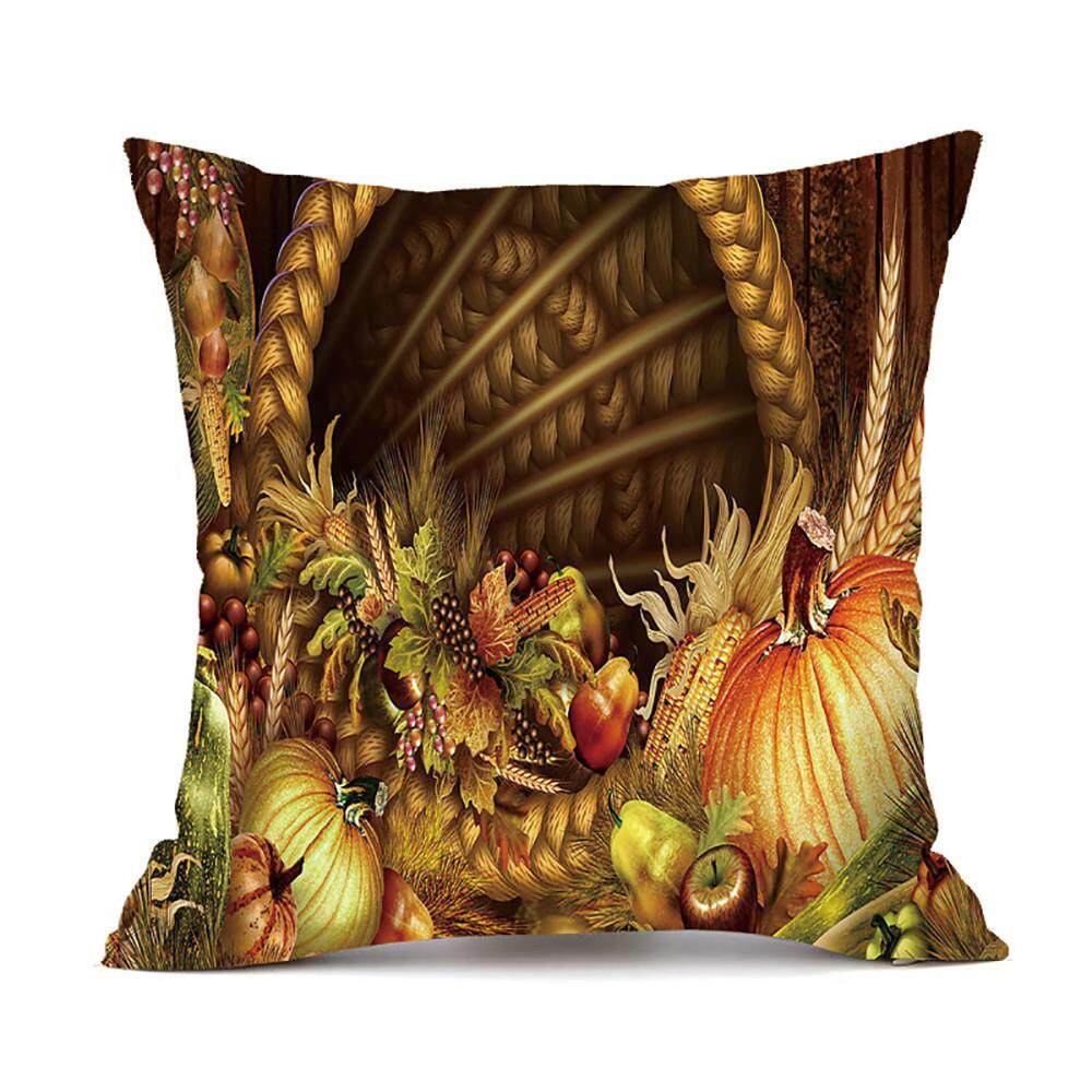 4PC Thanksgiving Cover Decor Pillow Case Sofa Waist Throw Cushion Cover A - intl