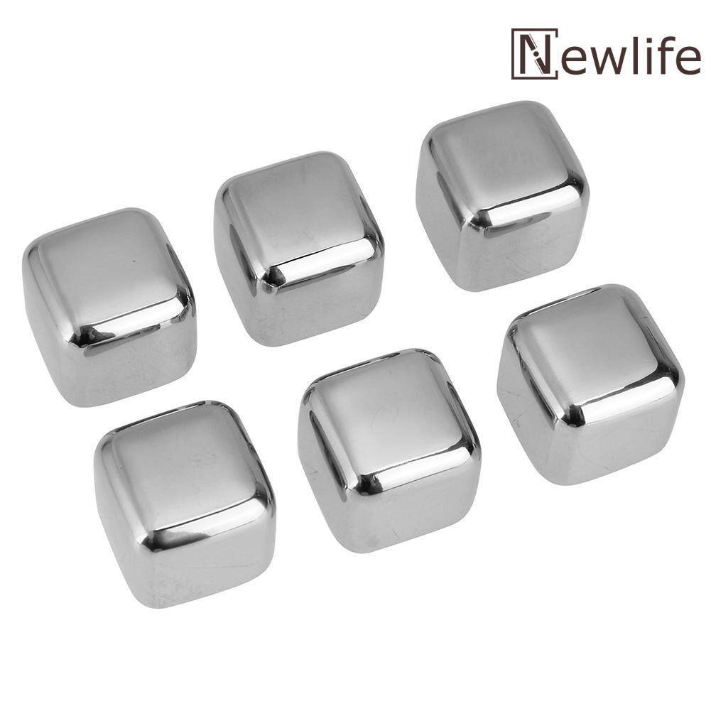 6 ชิ้นสแตนเลสก้อนน้ำแข็ง Cooler บ้านบาร์ไวน์ Cooling ชุดเครื่องดื่ม - INTL