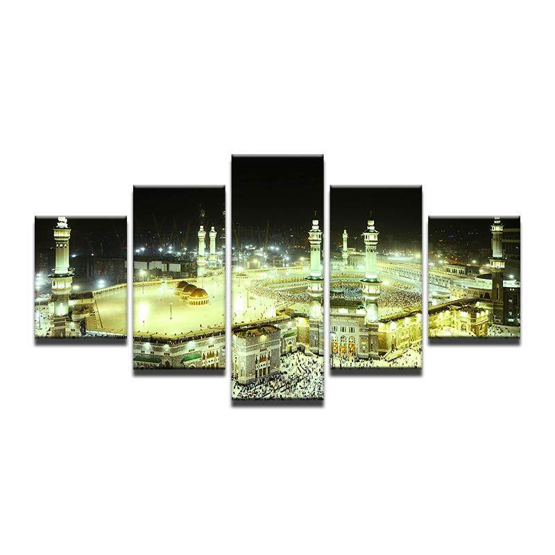 8x14inX2 8x18inX2 8x22inX1 HD Cetak Mekkah Islam Suci Lanskap Minyak Lukisan Agama Arsitektur Muslim Masjid Dinding Gambar untuk Ruang Tamu cuadros (Tanpa Bingkai) -Internasional