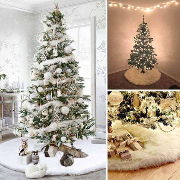 Acelit Christmas Tree Skirt Surround Festival Plush Non-Woven Xmas Decor