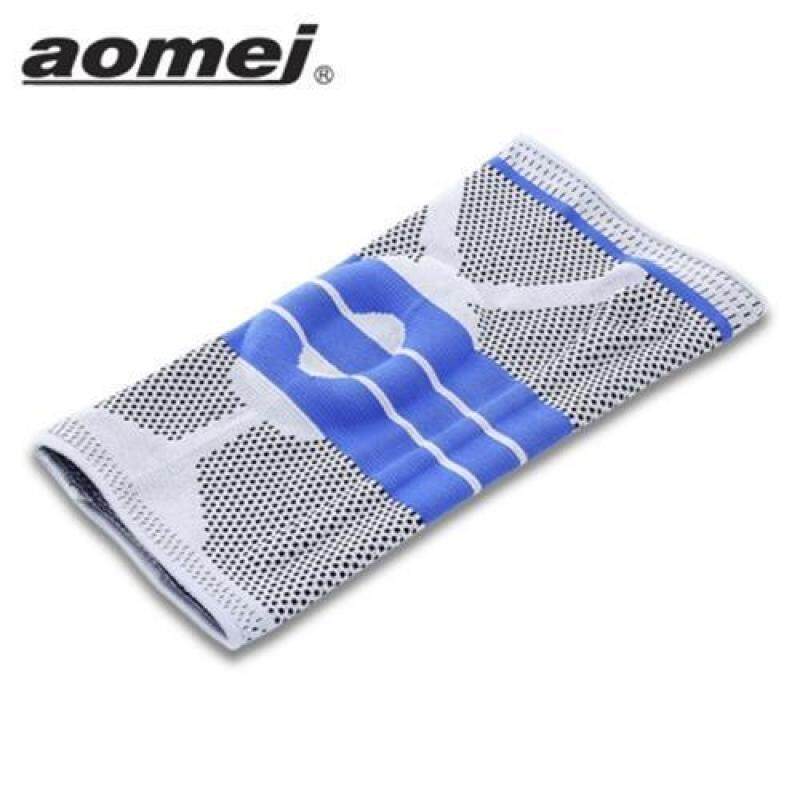 AOMEJ SINGLE SILICONE SPRING COMPRESSION NON-SLIP KNEECAP KNEE SLEEVE LEG WARMER FOR SPORT RUNNING BASKETBALL (LIGHT GRAY), Light Gray (L)
