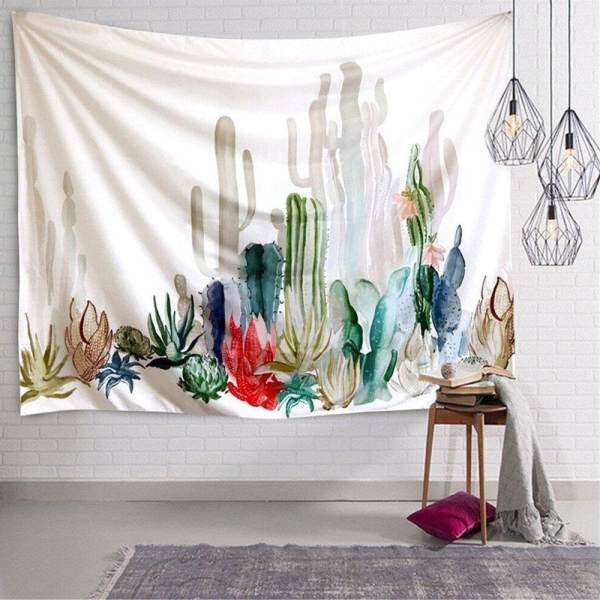 Cactus Wall Hanging Tapestry -Polyester Fabric Floral Wallpaper Home Decorations,Beach Towel Shawl Cushion(01) - intl