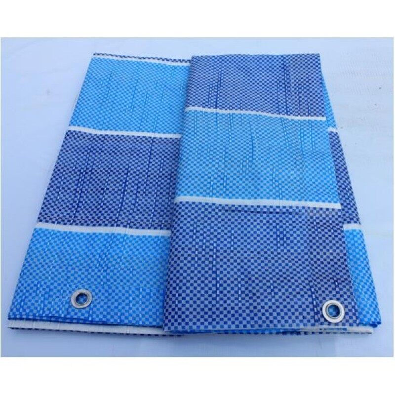 Canvas (Korea) 8 x 10 Ready Made PE Tarpaulin Sheet (Blue White) Outdoor Construction Renovation Floor Cover Canopy Tent Side Wall Shield Waterproof UV Protection Camping Hiking Beach Pool with Grommets Eyelets Kanvas Biru Putih