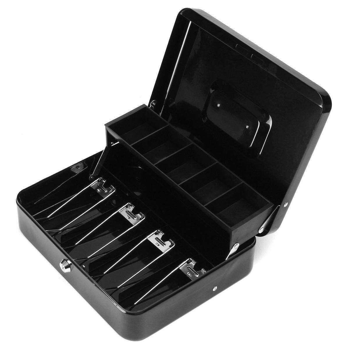 Cash Box Money Drawer Key Locking Safe Lock Gray 5 Compartment Cantilever Tray - intl