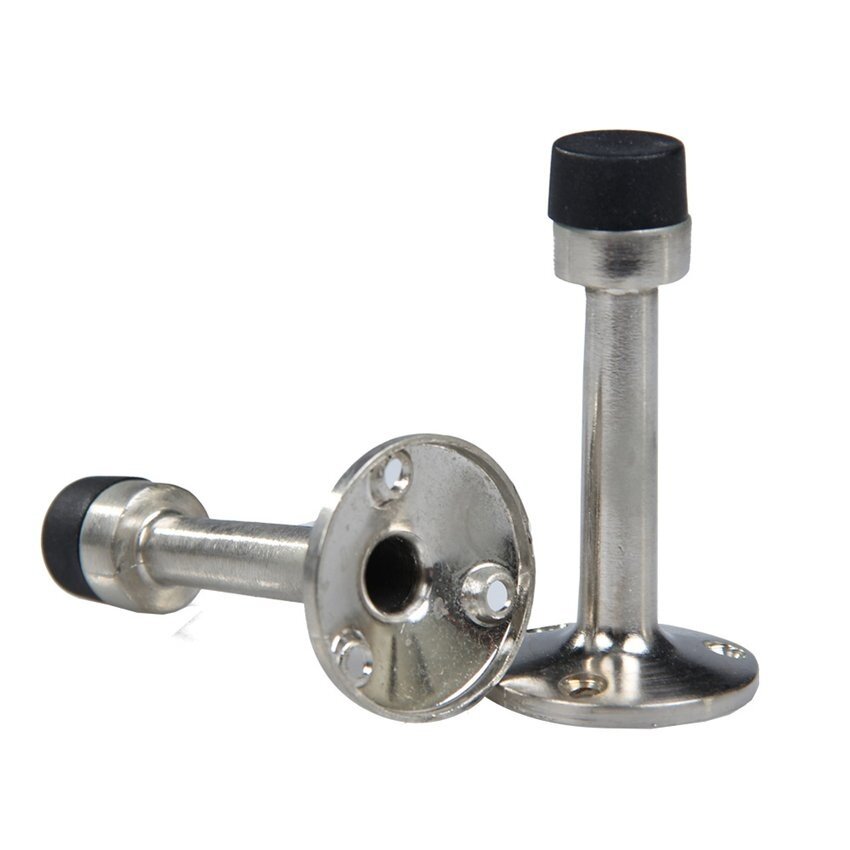Cylinder Stainless Steel Door Stop Stopper 75mm Buffer Wall Mounted - intl