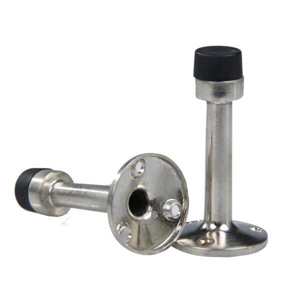 Cylinder Stainless Steel Door Stop Stopper 75mm Buffer Wall Mounted - intl