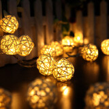 GOOD 2.2M 20 LED Warm White Rattan Ball LED String Lighting for Holiday Christmas warm white