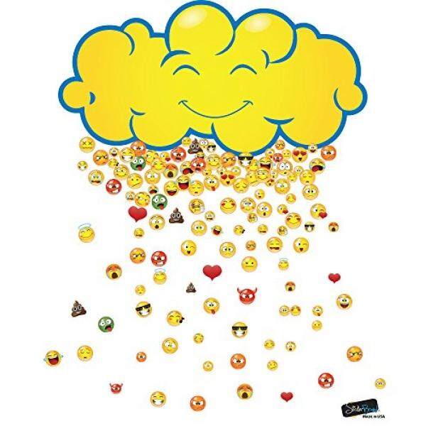 Senang Awan Hujan 200 Emoji Dinding Stiker Decal dengan Stickerbrand. Pesta Besar Nikmat. Membuat Hujan Pola untuk Kamar Anak-anak. Dapat Digunakan Kembali Emoji Smiley Mirip dengan iPhone/Keyboard Android Ikon. #6093-Intl